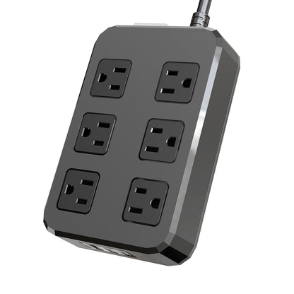 QY02U-KPQ Surge Protector Power Strip, 6Ft Extension Cord with 6 Outlets, 3 USB A , IPX6 Heavy Duty Extension Cord for Indoor Outdoor, 1625W/13A, UL FCC IPX6 Listed (6AC Outlets + 3 USB A)