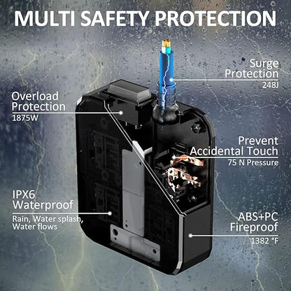 QY01-KPQ Surge Protector Power Strip, 6Ft Extension Cord with 4 Outlets,   IPX6 Heavy Duty Extension Cord for Indoor Outdoor, 1625W/13A, UL FCC IPX6 Listed (4AC Outlets )